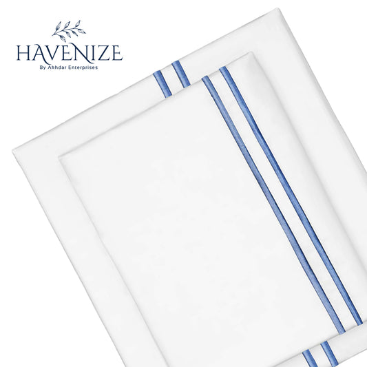 Havenize - CAPRI BLUE LINES EMBROIDERED SHEET SET
